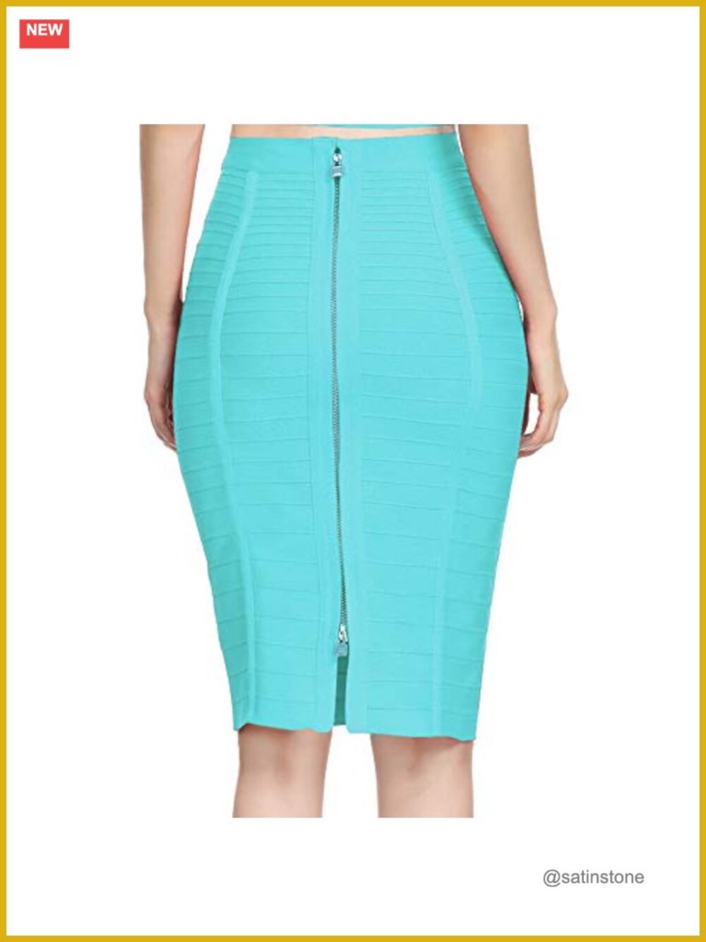 High Waist Knee Length Striped Bandage Pencil Skirt